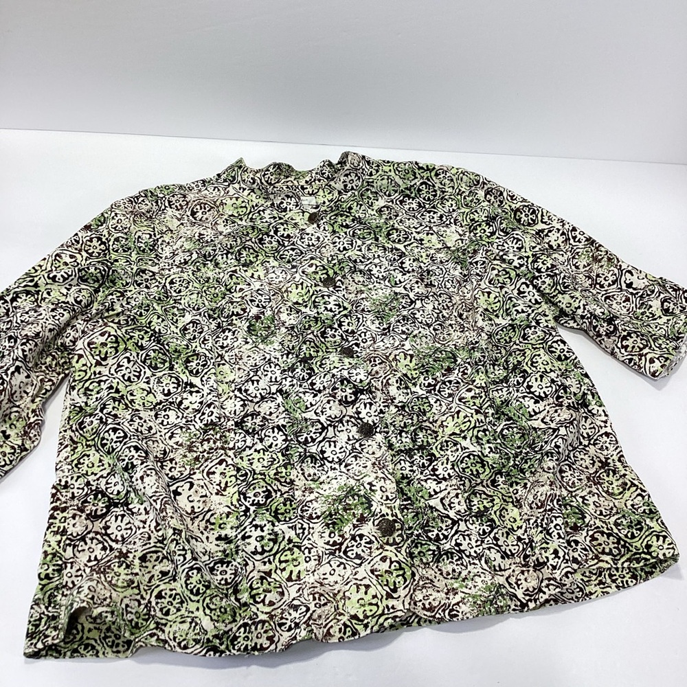 Cj Banks Patterned Button Down Shirt Lagenlook Li… - image 6